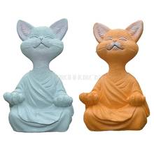 Whimsical Meditation Yoga Cat Figurine Home Decor Outdoor Garden Ornaments 2024 - buy cheap