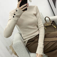 Suéter de mujer de lana de Rushed Full Otoño e Invierno suéter de fondo 2019 nueva versión coreana cuello de pila, Jersey de manga de punto 2024 - compra barato