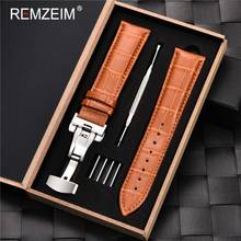 REMZEIM Genuine Leather Watch Band Straps 16 17 18 19 20 21 22 23 24mm Calf Leather Watch Band Watch Accessories With Box 2024 - buy cheap