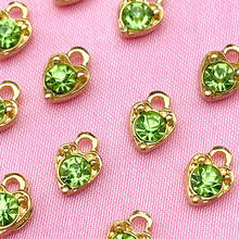 10Pcs/set Shiny Green Round Crystal Charms Heart Metal Pendants Jewelry Accessories DIY Necklaces Earrings Making Findings 2024 - buy cheap