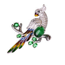 Broche de papagaio esmaltado, de cristal verde, alta qualidade, para homens, mulheres, broche de lapela, casamento, alfinetes, mochilas 2024 - compre barato
