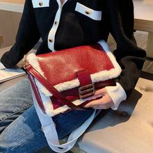 Зимняя шерстяная кожаная сумка через плечо в стиле ретро, роскошная женская сумка через плечо, дизайнерские женские сумки-мессенджеры 2024 - купить недорого