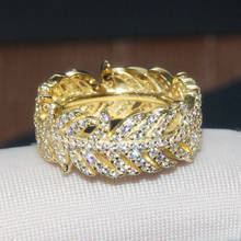 Baoyocn люксовый бренд 925 стерлингового серебра желтое золото Цвет перо палец кольцо Белый кубический цирконий камни для женщин модные вечерние ювелирные изделия 2024 - купить недорого