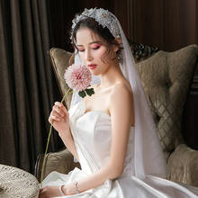 3D Flowers Wedding Veil Short Soft Tulle Bridal Veils Ivory Korean style Bride Veils Wedding Accessories 2024 - buy cheap