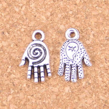 Amuletos hamsa palma da mão, 90 peças, 18mm, pingentes antigos, joias vintage de prata tibetana, faça você mesmo para pulseira e colar 2024 - compre barato