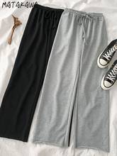 MATAKAWA  Summer Thin Women Sweatpants Elastic Waist High Waist Gray Black Cotton Trousers 2024 - buy cheap