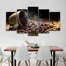 Pintura en lienzo para cocina, arte de pared, 5 piezas, granos de café fragantes, imágenes modulares, impresión HD, póster, restaurante, decoración del hogar, sin marco 2024 - compra barato