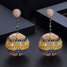 Accking Luxury luxury ball Shape ZA Long Earrings Cubic Zirconia Women Wedding boho square aros Big Earrings Bijoux 2024 - buy cheap