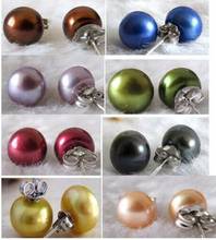 New Natural 8 Color 8-9MM Pearl Silver Stud Earrings 2024 - buy cheap