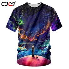CJLM-Camiseta de cuello redondo para hombre, ropa de calle divertida con cielo estrellado en 3D, chándal de Halloween de gran tamaño 2024 - compra barato