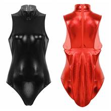 Womens Sissy Latex Catsuit Shiny Metallic Latex Lingerie Suit Sleeveless Crossdresser Woman Bodysuit Nightwear Nightclub Costume 2024 - buy cheap