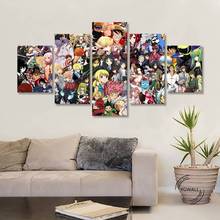 Crossover-papel tapiz de mezcla de Anime, imágenes impresas, póster de arte de pared para el hogar, pintura de 5 paneles sobre lienzo, decoración moderna para sala de estar 2024 - compra barato