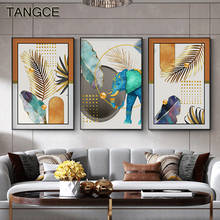 Abstract Colorful Feathers Canvas Painting Nordic Animal Blue Elephant Posters and Prints Wall Art Picture for Living Room Decor 2024 - buy cheap