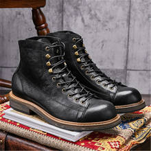 Vintage Boots For Men British Style Footwear Genuine Leather Male Ankle Boots 12#20/10e50 2024 - buy cheap