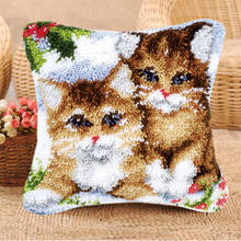 DIY Button Package Pillow Cat and Dog Latch Hook Pillow Knooppakket Smyrna Klink Haak Kleed Bloemen Cross Stitch Pillows Cushion 2024 - buy cheap