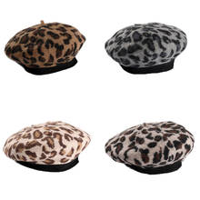 Moda estilo leopardo boinas de lã boné de lã quente chapéu feminino gorros quentes chapéus casuais feminino sólido adulto capa de cabeça ao ar livre chapéus 2024 - compre barato