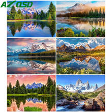 AZQSD-Kit de pintura de diamantes 5D, regalo hecho a mano de lago, bordado de diamantes, paisaje de montaña, bricolaje, decoración de mosaico para el hogar 2024 - compra barato