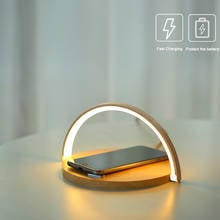 Luminária de mesa com led 10w qi sem fio, lâmpada noturna para carregamento rápido de celular e suporte para celular 2024 - compre barato