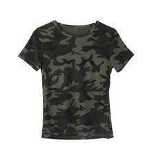 Women Camouflage Printed T-Shirt Short Sleeve O-Neck Slim Tops Cotton Blend Soft 2024 - buy cheap