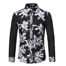 Fashion Mens Floral Printed Dress Shirt Men Camisa Masculina 2020 Brand Slim Fit Long Sleeve Social Shirt Male Party Chemise xxl 2024 - buy cheap