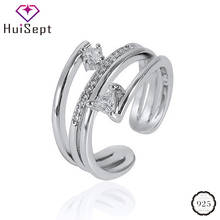 HuiSept Female Ring 925 Silver Jewelry AAA Zircon Gemstone Geometric Fashion Open Rings for Wedding Party Wholesale Accessories 2024 - buy cheap