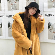 2022 Winter Thick Warm Long Rabbit Fur Coat Women Overcoat Korean Fashion Casual Loose 6 Color Faux Rabbit Fur Jacket Female 2024 - buy cheap
