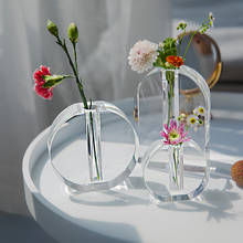 Vaso de vidro em cristal nórdico, arte transparente, terrário, garrafa de flores de bolha, acessórios de decoração para sala de estar, casa 2024 - compre barato