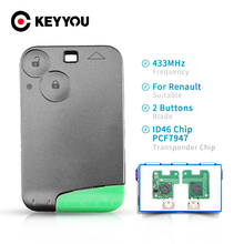 KEYYOU-llave de tarjeta inteligente para coche, llave de Control remoto con Chip transpondedor, para Renault Laguna Espace 433Mhz PCF7947 ID46, 10 Uds., 2 botones 2024 - compra barato