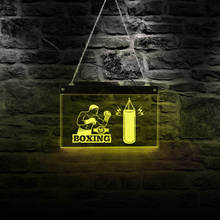 Boxe led sinal de néon boxer pendurado led sinal parede decoração da sala iluminação lâmpada humana exercício presente único 2024 - compre barato