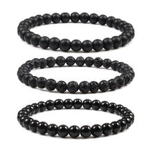 Natural Stone Elastic Bracelet 6mm Charm Men Black Lava Blue Beads Strand Bracelets for Women Yoga Meditation Jewelry pulseira 2024 - buy cheap