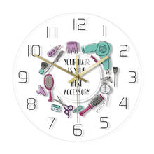 Relógio led aquarela para salão de beleza, relógio de parede colorido para beleza, barbeiro, acessório de design moderno 2024 - compre barato
