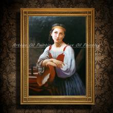 Arthyx Art Hand Painted Girl Oil Painting On Canvas Classical Realism Figure Wall Picture For Living Room Home Office Decoration 2024 - buy cheap