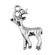WYSIWYG 10pcs 23x20mm Lucky Christmas Reindeer Deer Charm Pendants For Jewelry Making Antique Silver Color 2024 - buy cheap