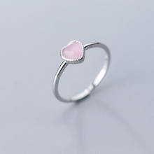 MloveAcc Minimalist Style 925 Sterling Silver Pink Love Heart Ring for Women Adjustable Size Wedding Anniversary Rings Jewelry 2024 - buy cheap