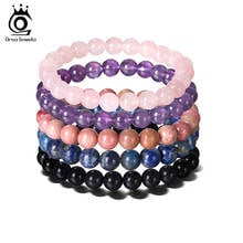 ORSA JEWELS 5Pc/Sets Natural Stone Bracelet For Women Men Energy Bracelet Purple Amethyst Lapis Lazuli Stone Beads 8mm GMB45 2024 - buy cheap