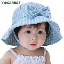 Fashion Grid Baby Hat with Bowknot Summer Sun Hat Autumn Baby Hats for Girls Kids Child Beach Sun Cap 2024 - buy cheap