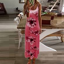 Платье женское с цветочным принтом, элегантная майка без рукавов, пляжный сарафан, длинное платье-макси, на лето 2024 - купить недорого