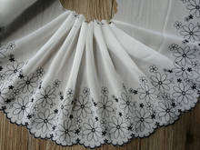 2Yards Embroidered Lace Trim White Chiffon Embroidered Costume Dress Decorative Floral Applique Trimmings 21cm Fabric Craft 2024 - buy cheap