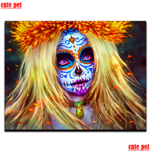 Pinturas de cristal de taladro redondo cuadrado completo, maquillaje de Halloween, chica, bordado de diamantes 5d Diy, pintura de diamantes, mosaico de diamantes, regalo 2024 - compra barato