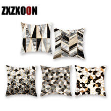 Polyester Decorative Throw Pillows Gold Black Marble Pattern Geometric Sofa Cushion Cover for Home Living Room Decoration 2024 - buy cheap