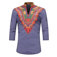 Mens African Print Shirt Dashiki Men African Clothes Hip Hop Streetwear V Neck Tee Shirt Homme African Clothing Camisas Hombre 2024 - buy cheap