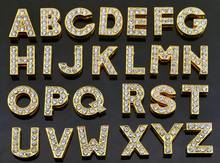 Collant de strass da cor dourada com buraco 10mm, 26 lâmpadas encaixes a-z, alfabeto em inglês, para pulseiras diy de 10mm 2024 - compre barato