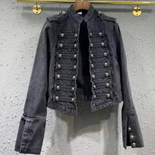 Novidade jaqueta jeans estilo punk vinatge casaco feminino curto justo 2024 - compre barato