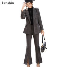 Lenshin высококачественный комплект из 2 предметов полосатый Деловой брючный костюм Блейзер офисный женский дизайн женская деловая куртка и расклешенные брюки 2024 - купить недорого