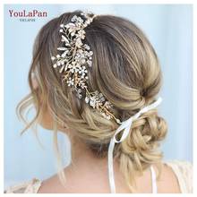 TOPQUEEN HP235 Luxury Wedding Headwear Beauty Women Tiaras Rhinestone Bridal Hair Accessories Golden Wedding Flower Headband 2024 - buy cheap