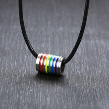 Colar cilíndrico para homens gay, pingente de arco-íris tipo corda para orgulho lgbtq + 2024 - compre barato
