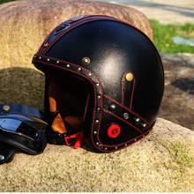 New Synthetic Leather Motorcycle Helmet Retro Vintage Cruiser Chopper Scooter Cafe Racer Moto Helmet 3/4 Open Face Helmet 2024 - buy cheap