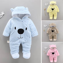 2019 Winter Baby Rompers Coral Fleece Newborn Girls Clothing Cartoon Bear Boy Clothes Hooded Down Snowsuit Infant Jumpsuits 2024 - buy cheap