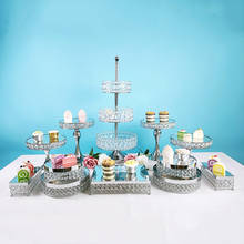 Suporte de cupcake 3-12 tamanhos prata, 3 tamanhos, estilo europeu, casamento, sobremesa, bolo, jóias, bandeja, espelho 2024 - compre barato
