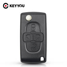 KEYYOU-funda de llave de coche para Peugeot 207, 307, 308, 407, Citroen C2, C3, C4, C5, funda de llave abatible, CE0523, VA2, hoja de 4 botones sin ranura 2024 - compra barato